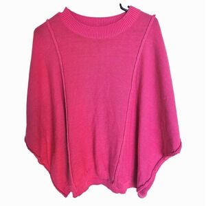 ANDREE BY UNIT Pink Knit Poncho Sweater Top Women's Small Cotton Acrylic